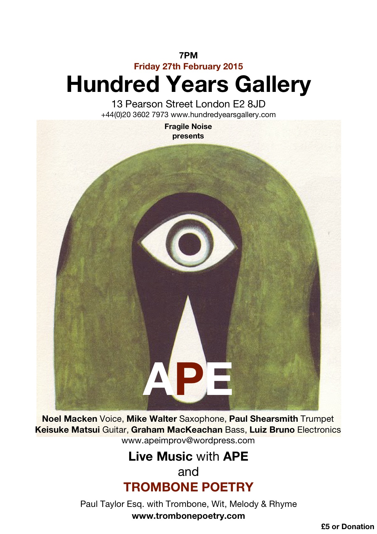 Live Music with APE and Trombone Poetry